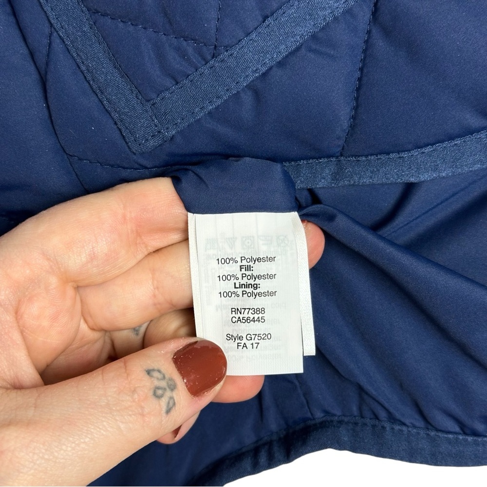 J.Crew Preppy Diamond Quilted Zip Up Mock Neck Preppy Puffer Vest Navy Blue XXS - Picture 11 of 13